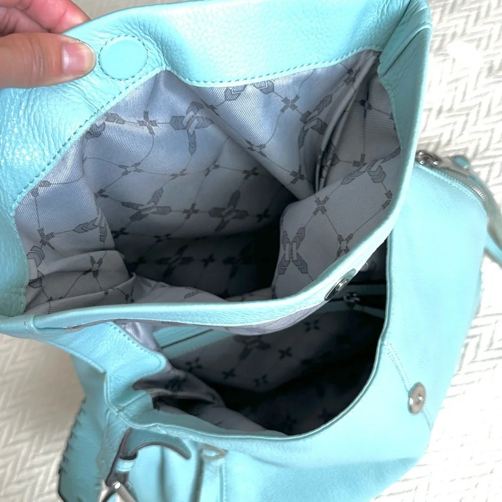 AIMEE KESTENBERG Baby Blue Genuine Leather Slouchy Hobo Purse Designer Bag - Picture 4 of 15